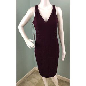 NWT Women's Ali & Jay Sleeveless Wine V-Neck Ponte Sheath Dress Sz Medium